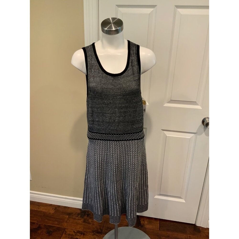 41 Hawthorn Black/White Knit Sleeveless Fit & Flare Dress, Size XL